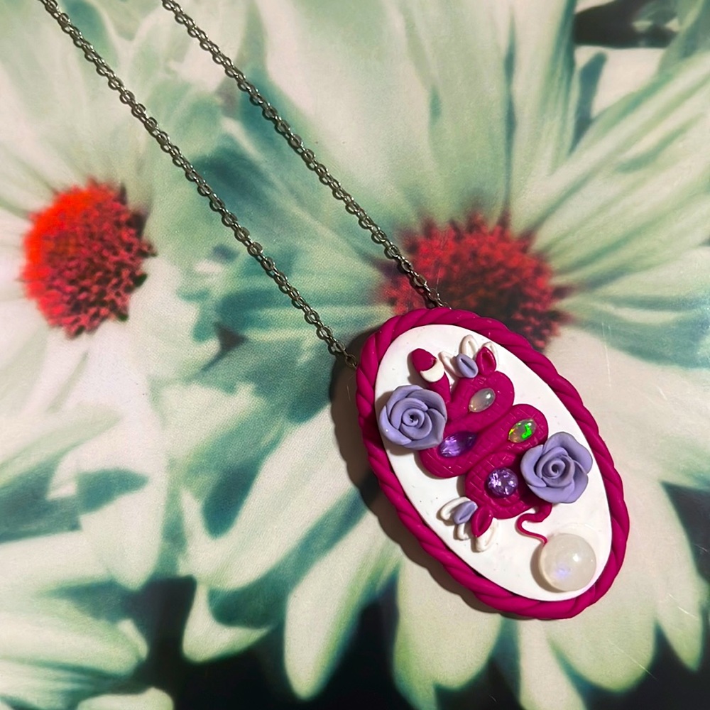 Baked Clay With Genuine Opals, Amethyst, and Moonstone